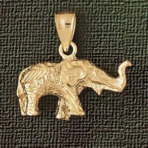 Elephant Pendant Necklace Charm Bracelet in Yellow, White or Rose Gold 2357