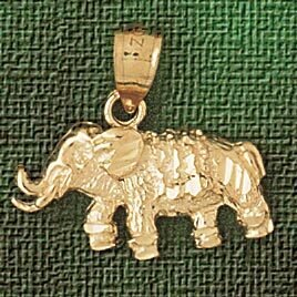 Elephant Pendant Necklace Charm Bracelet in Yellow, White or Rose Gold 2359