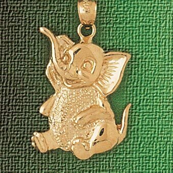 Elephant Pendant Necklace Charm Bracelet in Yellow, White or Rose Gold 2367