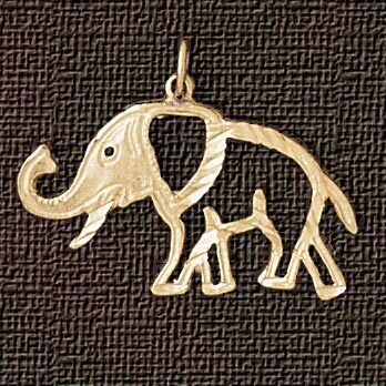 Elephant Pendant Necklace Charm Bracelet in Yellow, White or Rose Gold 2368