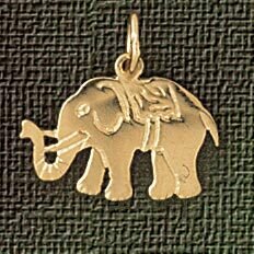 Elephant Pendant Necklace Charm Bracelet in Yellow, White or Rose Gold 2370