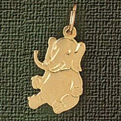 Elephant Pendant Necklace Charm Bracelet in Yellow, White or Rose Gold 2371