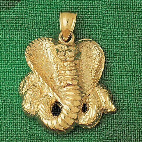 Cobra Snake Pendant Necklace Charm Bracelet in Yellow, White or Rose Gold 2405