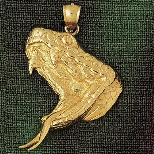 Cobra Snake Pendant Necklace Charm Bracelet in Yellow, White or Rose Gold 2407
