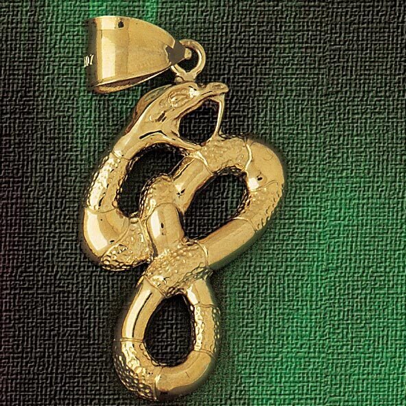 Snake Pendant Necklace Charm Bracelet in Yellow, White or Rose Gold 2408