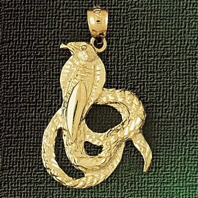 Cobra Snake Pendant Necklace Charm Bracelet in Yellow, White or Rose Gold 2417
