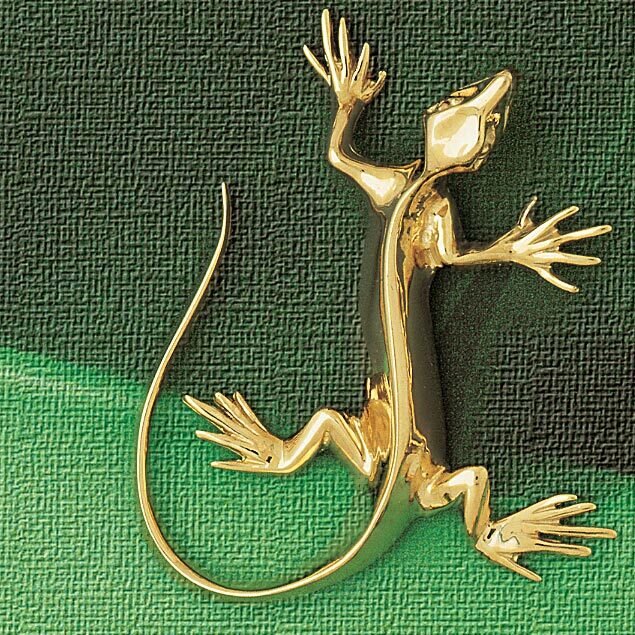Lizard Pendant Necklace Charm Bracelet in Yellow, White or Rose Gold 2419