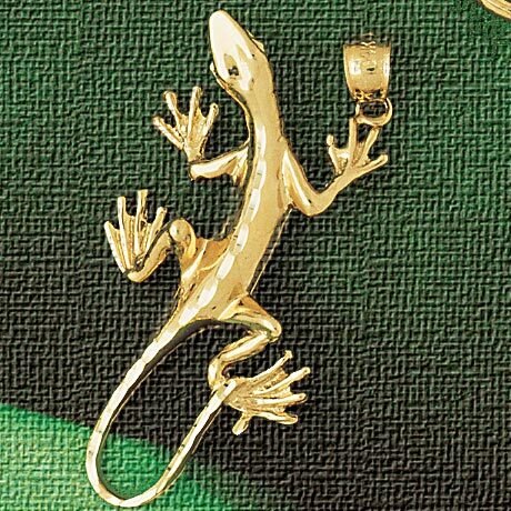 Lizard Pendant Necklace Charm Bracelet in Yellow, White or Rose Gold 2420