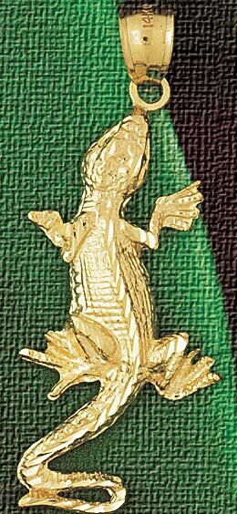 Dazzlers Jewelry Lizard Pendant Necklace Charm Bracelet in Yellow, White or Rose Gold 2421, MPN: DZ…