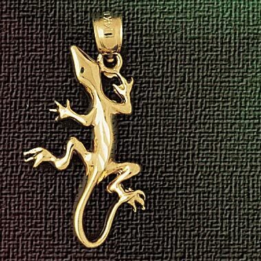 Lizard Pendant Necklace Charm Bracelet in Yellow, White or Rose Gold 2422
