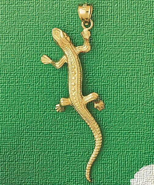 Lizard Pendant Necklace Charm Bracelet in Yellow, White or Rose Gold 2424