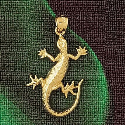 Lizard Pendant Necklace Charm Bracelet in Yellow, White or Rose Gold 2427