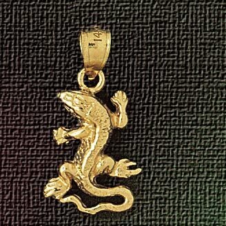 Lizard Pendant Necklace Charm Bracelet in Yellow, White or Rose Gold 2428
