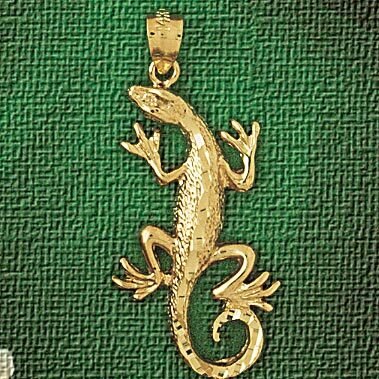 Lizard Pendant Necklace Charm Bracelet in Yellow, White or Rose Gold 2429