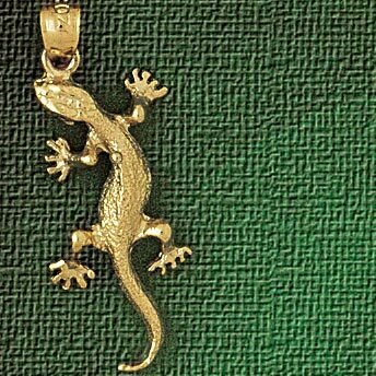 Lizard Pendant Necklace Charm Bracelet in Yellow, White or Rose Gold 2431