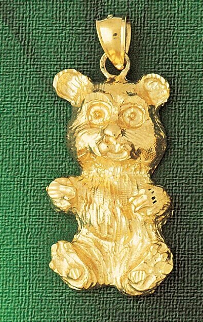 Teddy Bear Pendant Necklace Charm Bracelet in Yellow, White or Rose Gold 2445