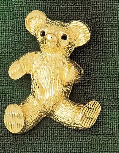 Teddy Bear Pendant Necklace Charm Bracelet in Yellow, White or Rose Gold 2446
