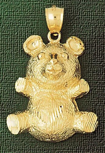 Teddy Bear Pendant Necklace Charm Bracelet in Yellow, White or Rose Gold 2447