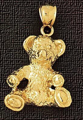 Teddy Bear Pendant Necklace Charm Bracelet in Yellow, White or Rose Gold 2449