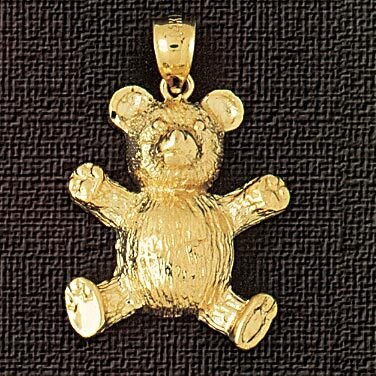 Teddy Bear Pendant Necklace Charm Bracelet in Yellow, White or Rose Gold 2450