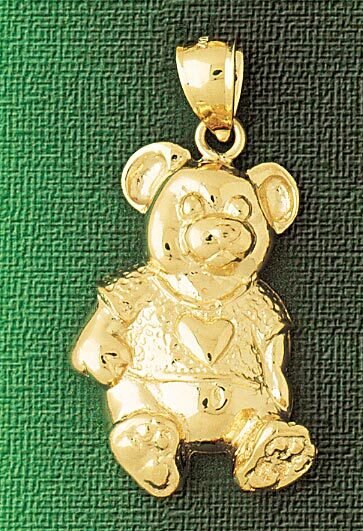 Teddy Bear Pendant Necklace Charm Bracelet in Yellow, White or Rose Gold 2451