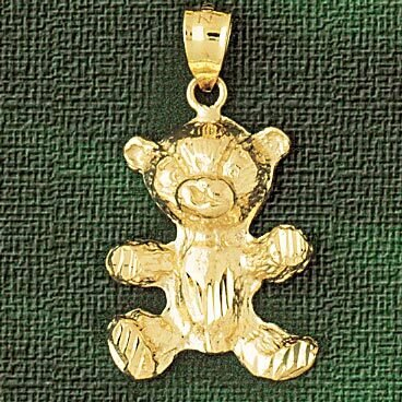 Dazzlers Jewelry Teddy Bear Pendant Necklace Charm Bracelet in Yellow, White or Rose Gold 2452, MPN…