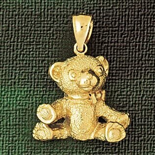 Teddy Bear Pendant Necklace Charm Bracelet in Yellow, White or Rose Gold 2453