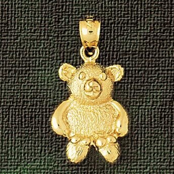 Teddy Bear Pendant Necklace Charm Bracelet in Yellow, White or Rose Gold 2454