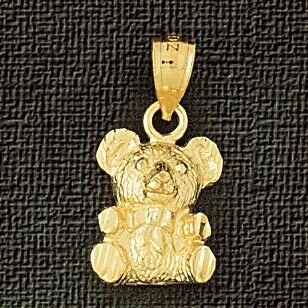 Teddy Bear Pendant Necklace Charm Bracelet in Yellow, White or Rose Gold 2455