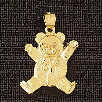 Teddy Bear Pendant Necklace Charm Bracelet in Yellow, White or Rose Gold 2456