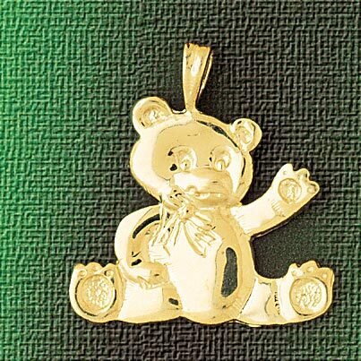 Teddy Bear Pendant Necklace Charm Bracelet in Yellow, White or Rose Gold 2457