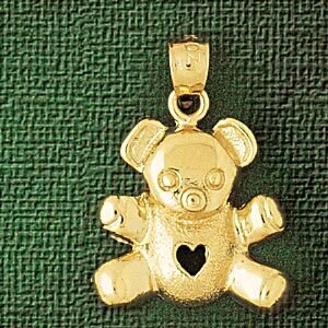 Teddy Bear Pendant Necklace Charm Bracelet in Yellow, White or Rose Gold 2460