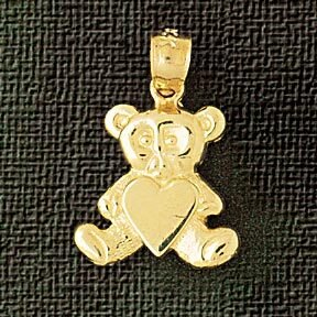 Teddy Bear Pendant Necklace Charm Bracelet in Yellow, White or Rose Gold 2461
