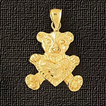 Teddy Bear Pendant Necklace Charm Bracelet in Yellow, White or Rose Gold 2462