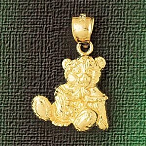 Teddy Bear Pendant Necklace Charm Bracelet in Yellow, White or Rose Gold 2463