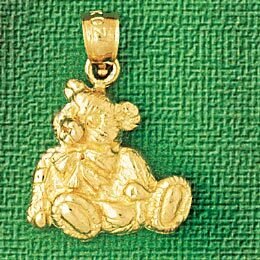 Teddy Bear Pendant Necklace Charm Bracelet in Yellow, White or Rose Gold 2464