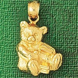 Teddy Bear Pendant Necklace Charm Bracelet in Yellow, White or Rose Gold 2465