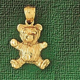 Teddy Bear Pendant Necklace Charm Bracelet in Yellow, White or Rose Gold 2467