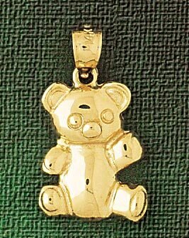 Teddy Bear Pendant Necklace Charm Bracelet in Yellow, White or Rose Gold 2468