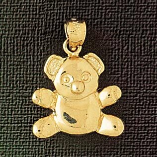 Teddy Bear Pendant Necklace Charm Bracelet in Yellow, White or Rose Gold 2469