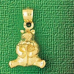 Teddy Bear Pendant Necklace Charm Bracelet in Yellow, White or Rose Gold 2471