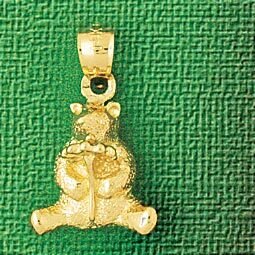 Dazzlers Jewelry Teddy Bear Pendant Necklace Charm Bracelet in Yellow, White or Rose Gold 2471, MPN…