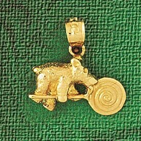 Teddy Bear Pendant Necklace Charm Bracelet in Yellow, White or Rose Gold 2473