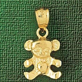 Teddy Bear Pendant Necklace Charm Bracelet in Yellow, White or Rose Gold 2475