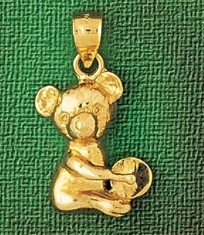 Teddy Bear Pendant Necklace Charm Bracelet in Yellow, White or Rose Gold 2479