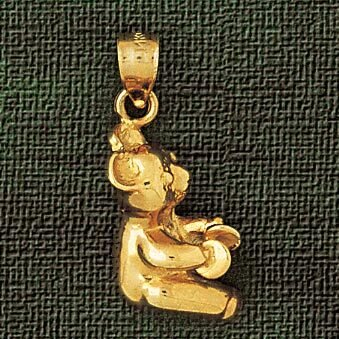 Teddy Bear Pendant Necklace Charm Bracelet in Yellow, White or Rose Gold 2481