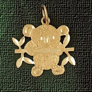 Teddy Bear Pendant Necklace Charm Bracelet in Yellow, White or Rose Gold 2486