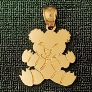 Teddy Bear Pendant Necklace Charm Bracelet in Yellow, White or Rose Gold 2489