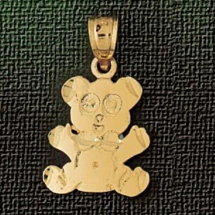 Teddy Bear Pendant Necklace Charm Bracelet in Yellow, White or Rose Gold 2490