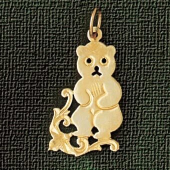 Teddy Bear Pendant Necklace Charm Bracelet in Yellow, White or Rose Gold 2491